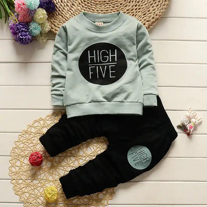 FINAL SALE-2pcs Baby Long-sleeve Cotton Unisex Retro Letter Baby's Sets